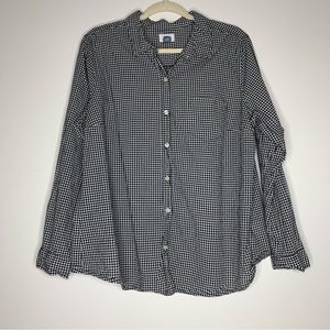Old Navy black and white gingham plaid cotton long sleeve button down shirt XL